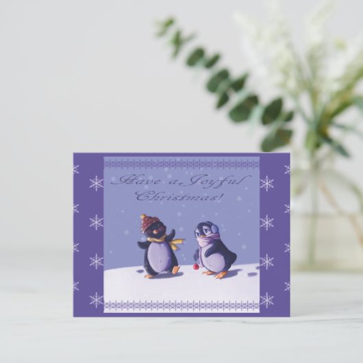 Joyful Penguins briefkaart (Staand voorkant)