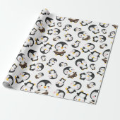 Joyful Penguins on White Cadeaupapier (Uitgerold)