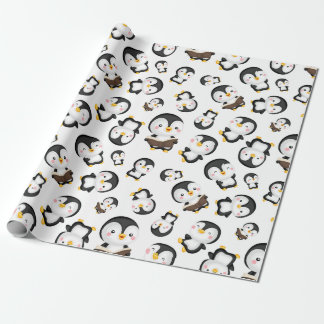 Joyful Penguins on White Cadeaupapier