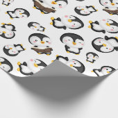 Joyful Penguins on White Cadeaupapier (Hoek)