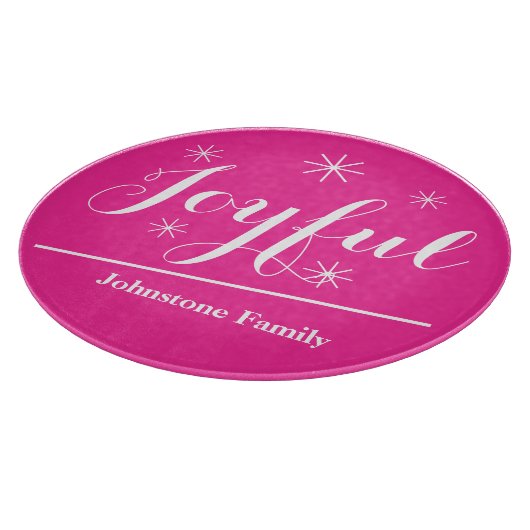 Joyful Personalized Familienaam Modern Chic Pink Snijplank (Hoek)