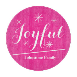 Joyful Personalized Familienaam Modern Chic Pink Snijplank