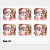 Joyful Personalized Santa and Rudolph Christmas   Vierkante Sticker (Vel)