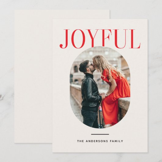 Joyful Photo Christmas | Minimalist New Year Feestdagenkaart (Voorkant / Achterkant)