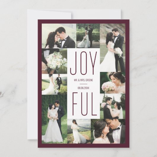 Joyful Photo Collage Pas getrouwd Holiday Card Feestdagenkaart (Voorkant)