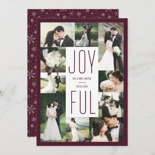 Joyful Photo Collage Pas getrouwd Holiday Card Feestdagenkaart (Voorkant / Achterkant)