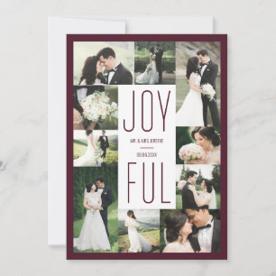 Joyful Photo Collage Pas getrouwd Holiday Card Feestdagenkaart