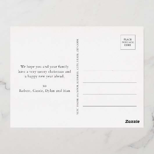 Joyful Photo Gold Foil Vakantie Briefkaart (Achterkant)