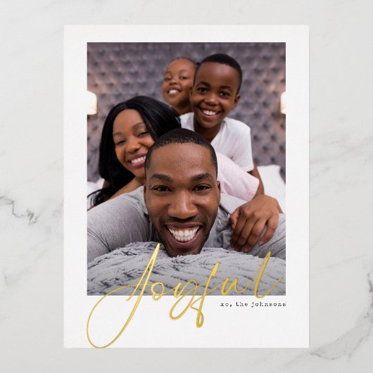 Joyful Photo Gold Foil Vakantie Briefkaart (Voorkant)