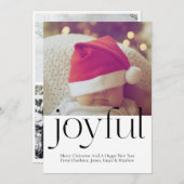 Joyful Photo Persoonlijk kerstzwart wit Feestdagenkaart (Voorkant / Achterkant)