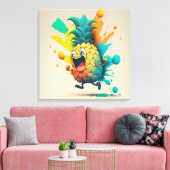 Joyful Pineapple-illustratie Canvas Afdruk (Insitu (Woonkamer))