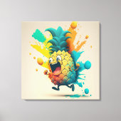 Joyful Pineapple-illustratie Canvas Afdruk (Voorkant)