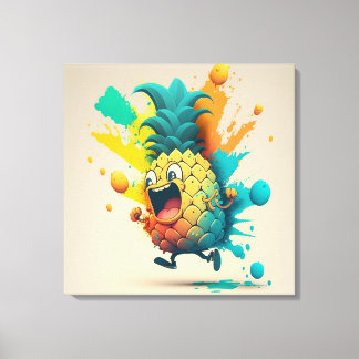 Joyful Pineapple-illustratie Canvas Afdruk