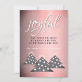 Joyful Pink Metallic Script kerstboomserie Feestdagenkaart (Voorkant)
