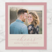 Joyful Pink Romantic Photo Wijn Etiket (Enkel label)