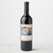 Joyful Pink Romantic Photo Wijn Etiket (Voorkant)