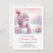 Joyful Pink Snowman Kids Download Christmas Invite Kaart (Voorkant)