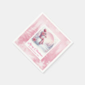 Joyful Pink Snowman Winter Forest Christmas Napkin Servet (Hoek)
