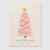 Joyful Pink Tree Custom Name Christmas Magnet Kaar (Voorkant)