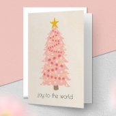Joyful Pink Tree Cute Minimal Foling met Kerstmis Feestdagen Kaart