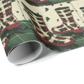 Joyful Plaid Rainboots - Kersttijd Cadeaupapier (Rol Hoek)