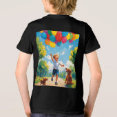 Joyful Playtime: Jongen en puppy in een levendig p Tri-Blend Shirt (Achterkant)