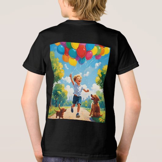Joyful Playtime: Jongen en puppy in een levendig p Tri-Blend Shirt (Achterkant)