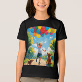 Joyful Playtime: Jongen en puppy in een levendig p Tri-Blend Shirt (Voorkant)