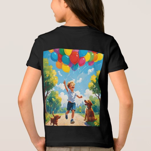 Joyful Playtime: Jongen en puppy in een levendig p Tri-Blend Shirt (Achterkant)