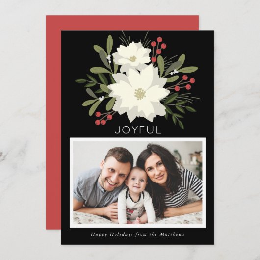 Joyful Poinsettia - Kerstkaart (Voorkant / Achterkant)