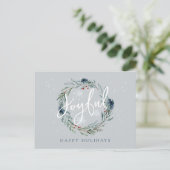 Joyful Prettige feestdagen Winter Wreath Snow Kers Briefkaart (Staand voorkant)