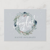 Joyful Prettige feestdagen Winter Wreath Snow Kers Briefkaart (Voorkant)