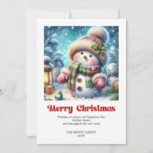 Joyful printable Christmas snowman watercolor Feestdagenkaart (Voorkant)