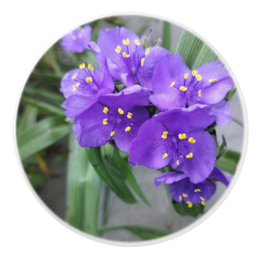 Joyful Purple Flowers Keramische Knop (Voorkant)