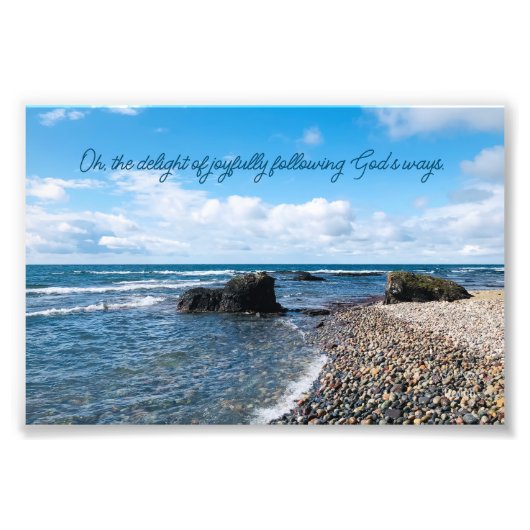 Joyful Quote Inspirerende Strandfotografie Foto Afdruk (Voorkant)