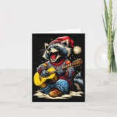 Joyful Raccoon Playing Guitar Animal Guitarist Chr Kaart (Voorkant)