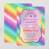 Joyful Rainbow Arrows BOY Birthday Invitation Kaart (Voorkant / Achterkant)