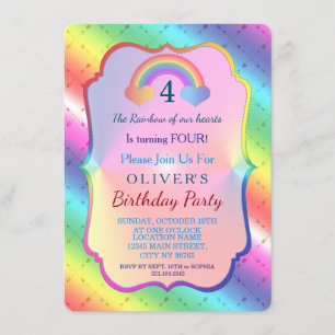 Joyful Rainbow Arrows BOY Birthday Invitation Kaart