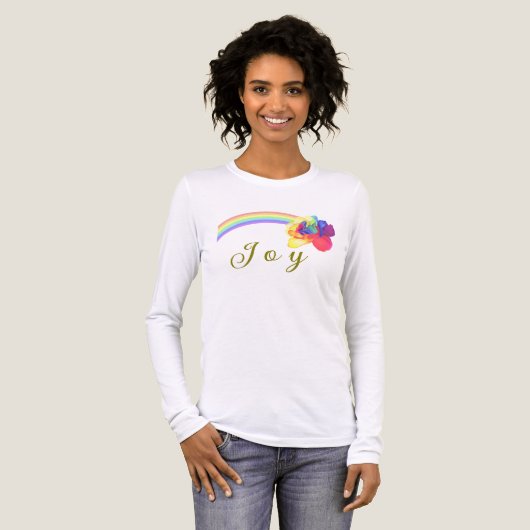 Joyful Rainbow Roos Custom Joy Tri-Blend Shirt (Voorkant)