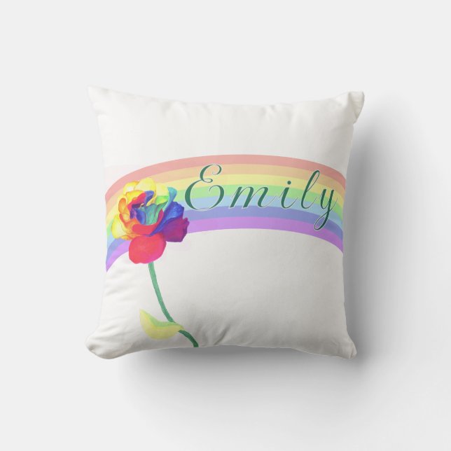 Joyful Rainbow Roos Custom Kussen (Voorkant)