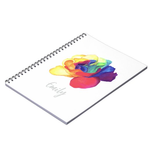 Joyful Rainbow Roos Custom Notitieboek (Linkerzijde)