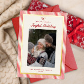 Joyful Red Bow One Familiefoto Folie Feestdagenkaart