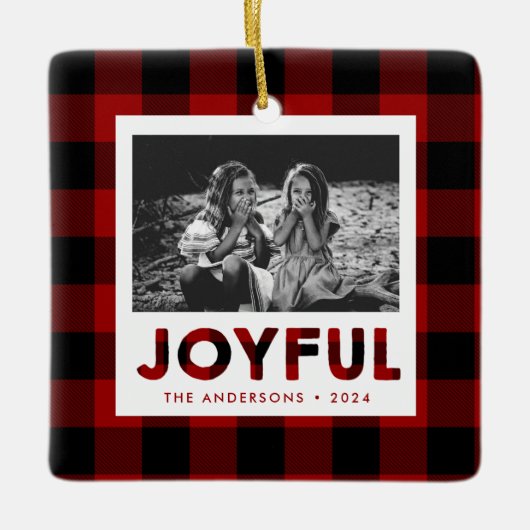 Joyful Red Buffalo Pset-keramisch sieraad Keramisch Ornament (Voorkant)