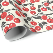 Joyful Red Cherry Illustration Cadeaupapier (Rol Hoek)