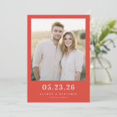 Joyful Red Classic Photo Save The Date (Staand voorkant)