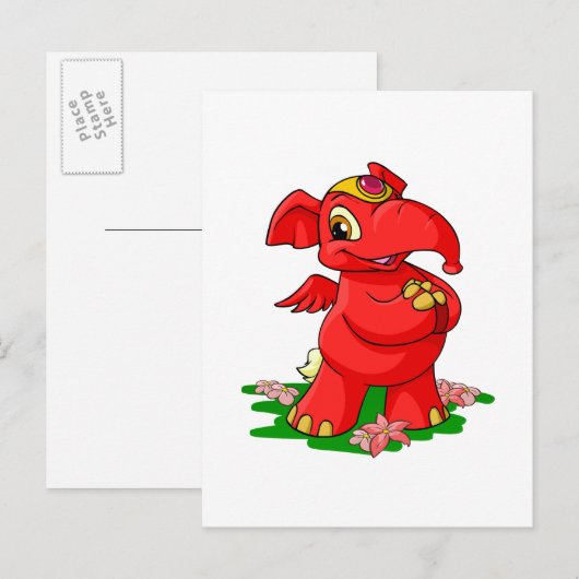 Joyful red Elephante in Shenkuu Briefkaart (Voorkant / Achterkant)