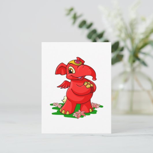 Joyful red Elephante in Shenkuu Briefkaart (Staand voorkant)