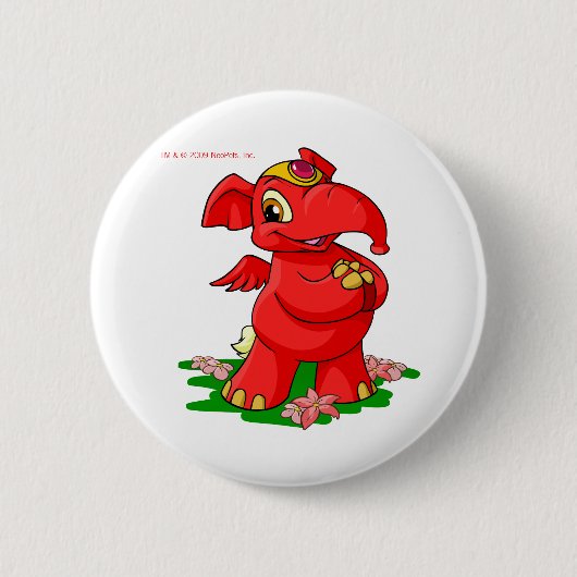 Joyful red Elephante in Shenkuu Ronde Button 5,7 Cm (Voorkant)