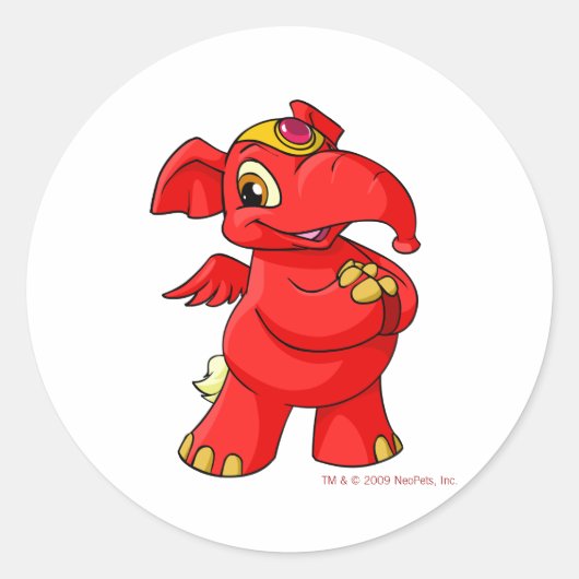 Joyful red Elephante Ronde Sticker (Voorkant)