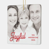 Joyful red festive retro font name year photo keramisch ornament (Links)